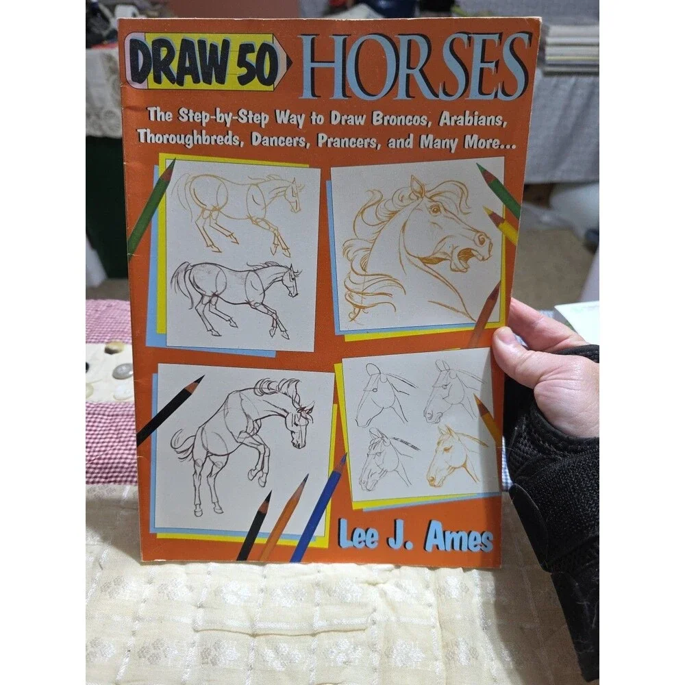 Vintage Draw 50 Horses Usborne How to Draw Animals North Light Clip Art Book Lot